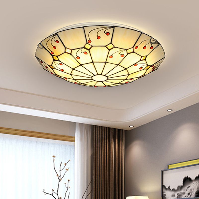 Glass Flush Mount Rustic Ceiling Light For Kitchen