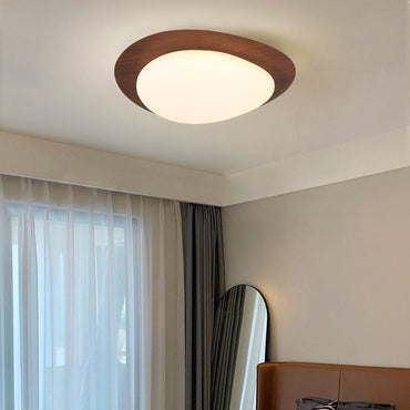 Modern Flush Mount Ceiling Light With Walnut Or Natural Finish By Arisha