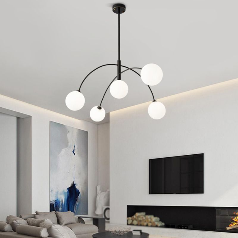 Metal And Glass Durable Globe Pendant Light