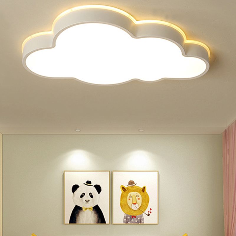 White Metal Modern Flush Mount Ceiling Light Cloud Inspired