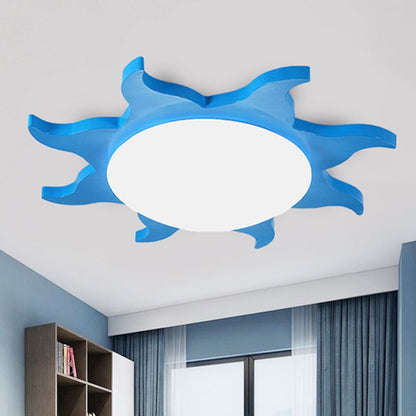 Multicoloured Ceiling Light Sunburst Round Flush Mount For Bedroom