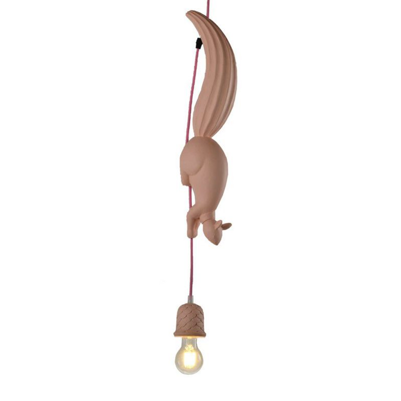 Resin Squirrel Pinecone Pendant Light For Dining Ambiance