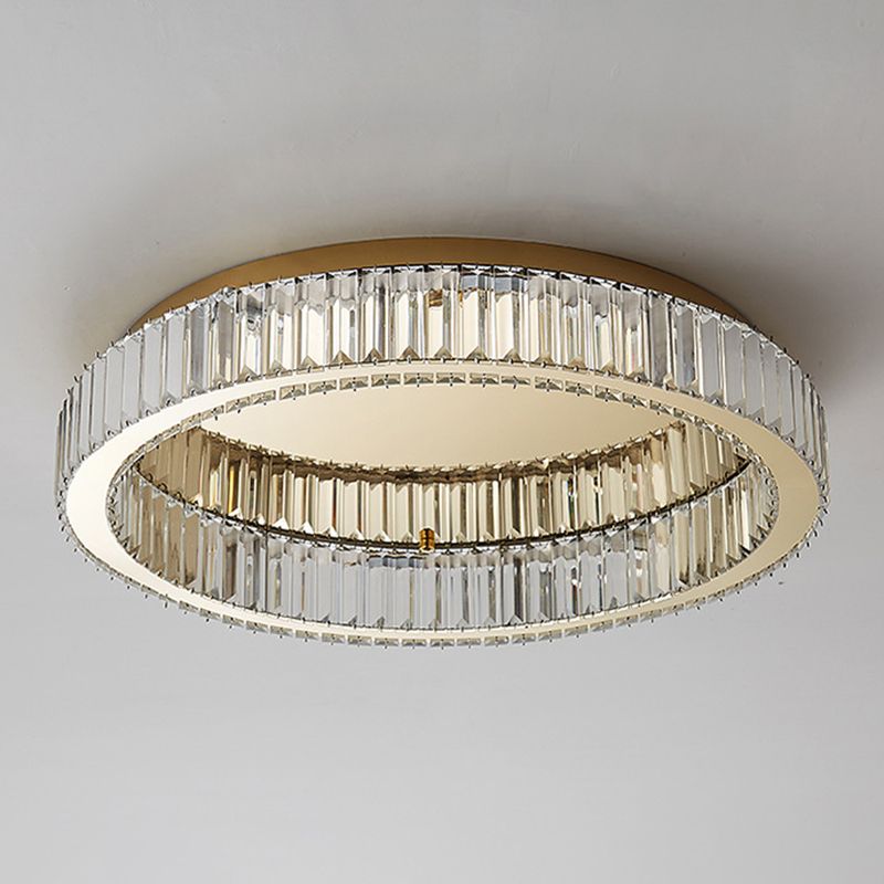 Gold Flush Mount Ceiling Light Aurora Circular Crystal Art Deco