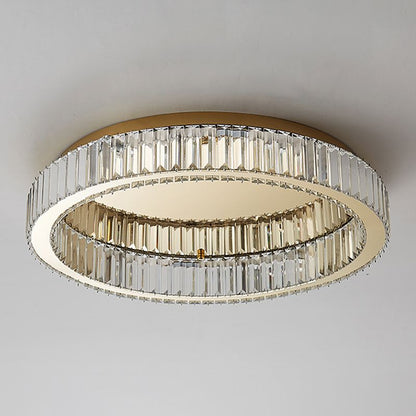Gold Flush Mount Ceiling Light Aurora Circular Crystal Art Deco