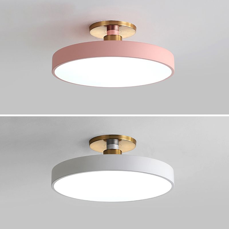 Black White Gold Dusty Blue Slim Round Flush Mount Ceiling Light