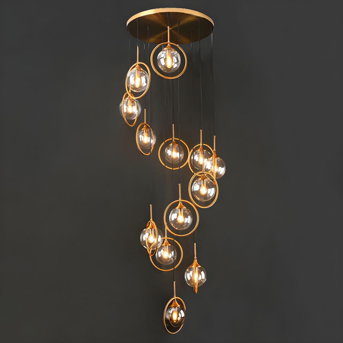 Spiral Ambient Glass Pendant Lamp for Staircase