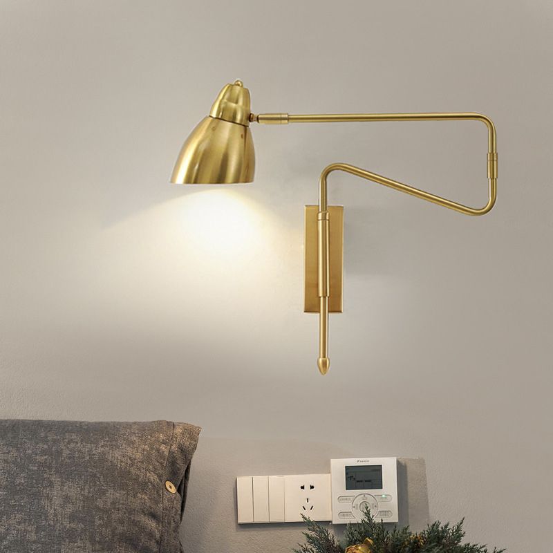 Black And Gold Metal Finish Modern Adjustable Wall Light For Study