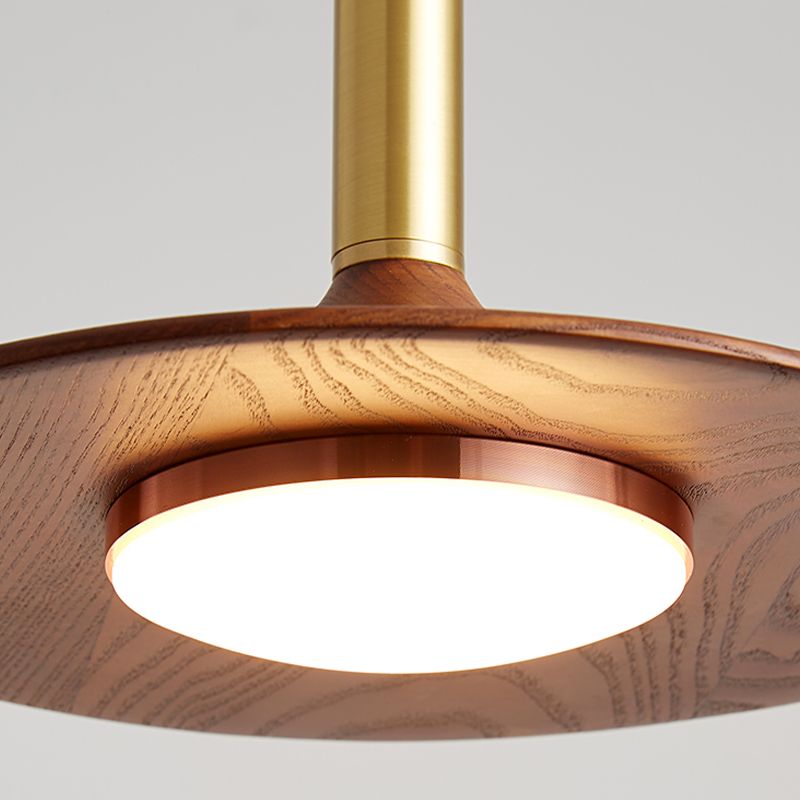 Natural Finish Wood Rustic Cap Pendant Light