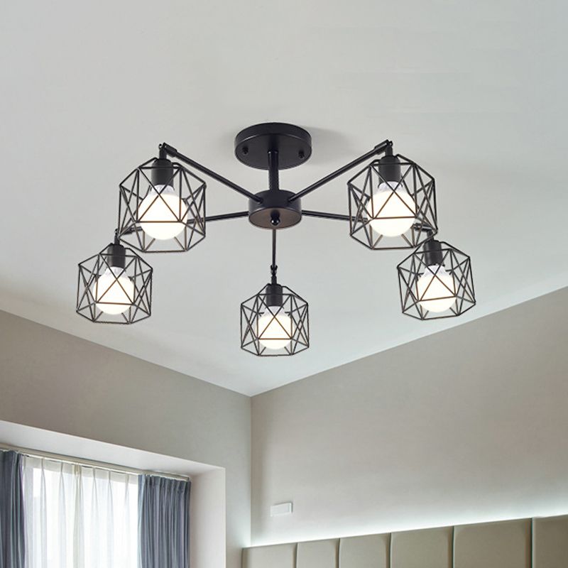 Ceiling Light Semi-Flush Black Onyx For Bedroom And Living Room