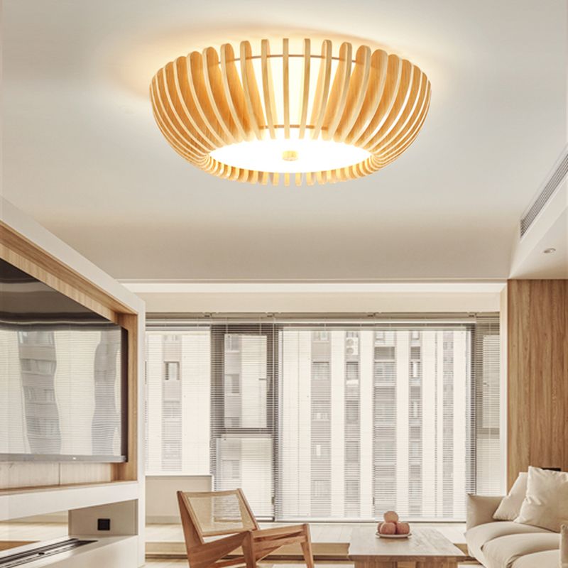 Round LED Ceiling Light in Aurora Wood and Acrylic