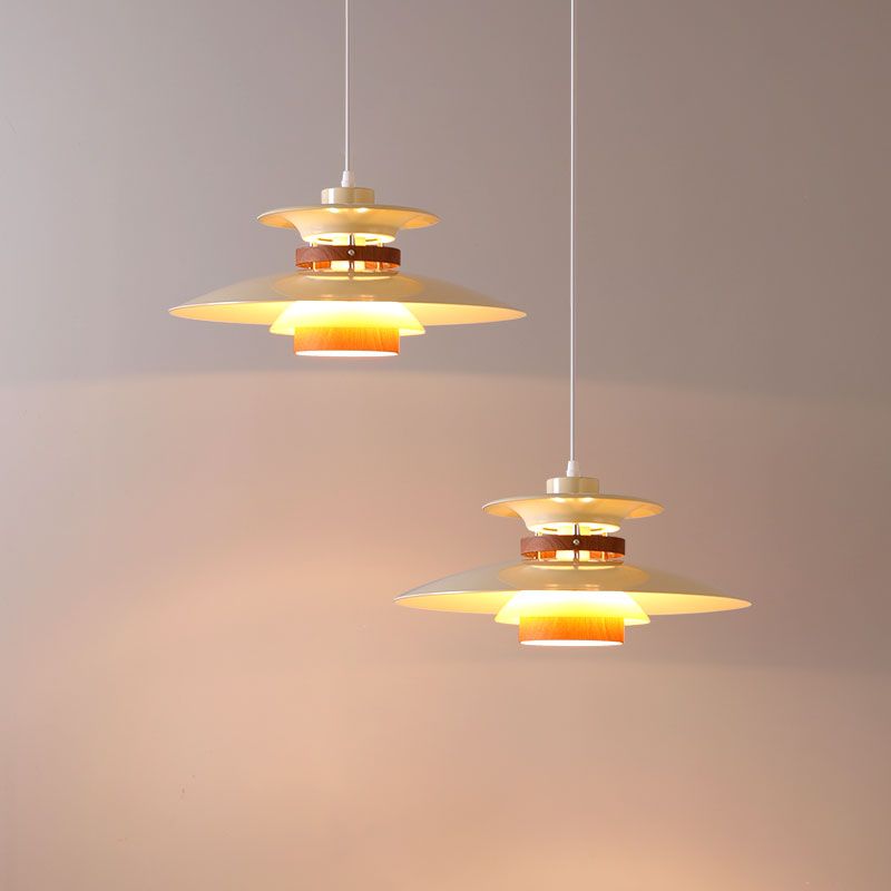 Dimmable Led Pendant Light With White Metal