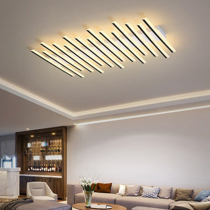 Black Modern Linear Wave Flush Mount Ceiling Light Arisha