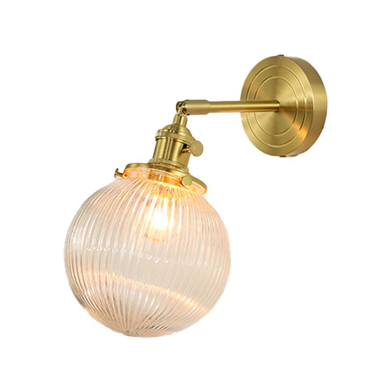 Glass Globe Gold Floral Vanity Wall Light For Bedroom