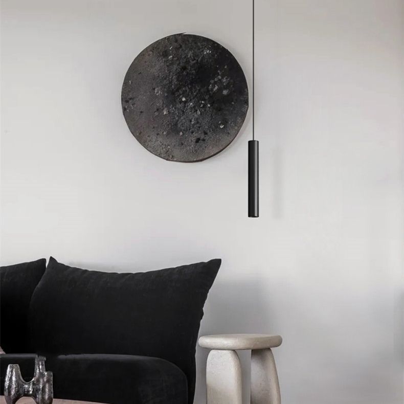 Modern Homes Sleek Black Cylinder Pendant Lamp