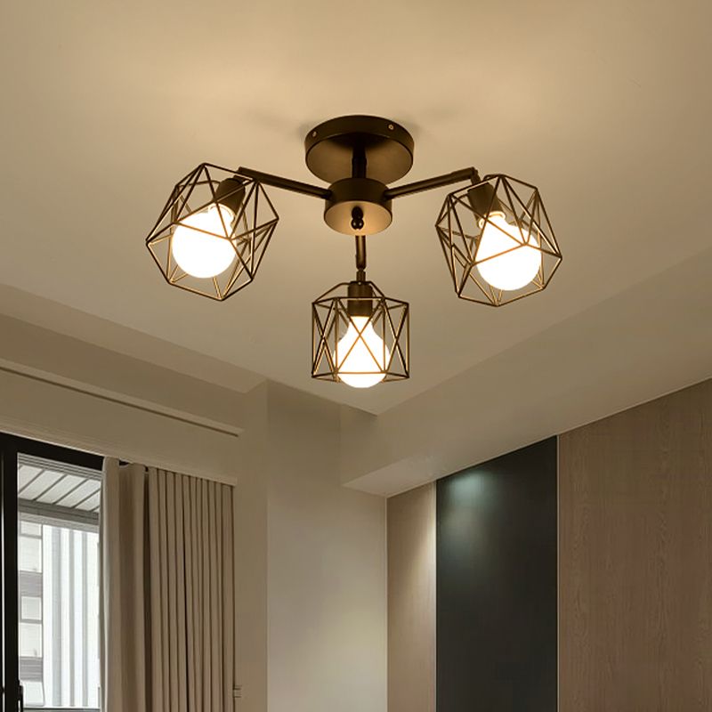 Ceiling Light Semi-Flush Black Onyx For Bedroom And Living Room