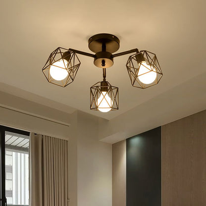 Ceiling Light Semi-Flush Black Onyx For Bedroom And Living Room