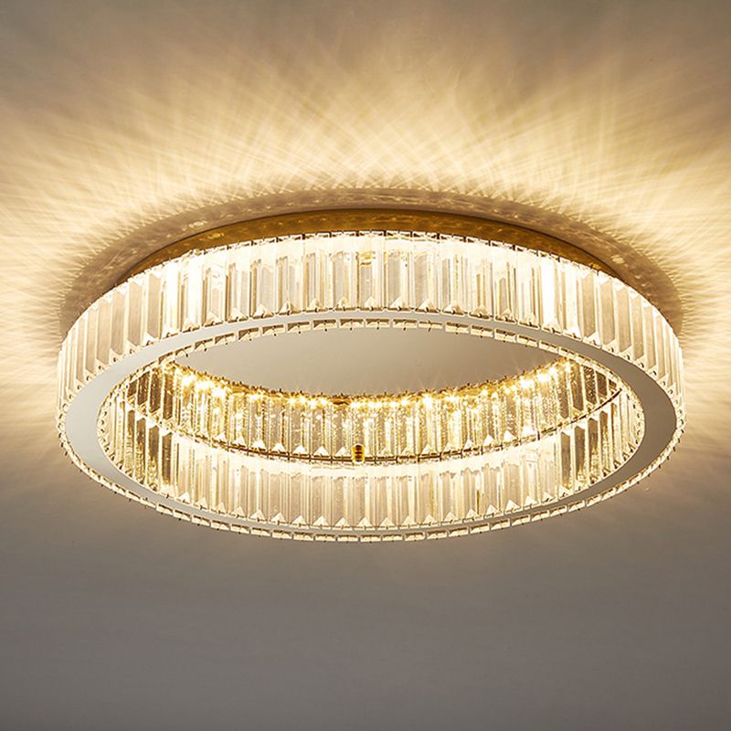 Gold Flush Mount Ceiling Light Aurora Circular Crystal Art Deco