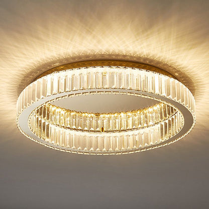 Gold Flush Mount Ceiling Light Aurora Circular Crystal Art Deco