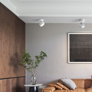 Black And White Cylindrical Flush Mount Ceiling Light For Hallway