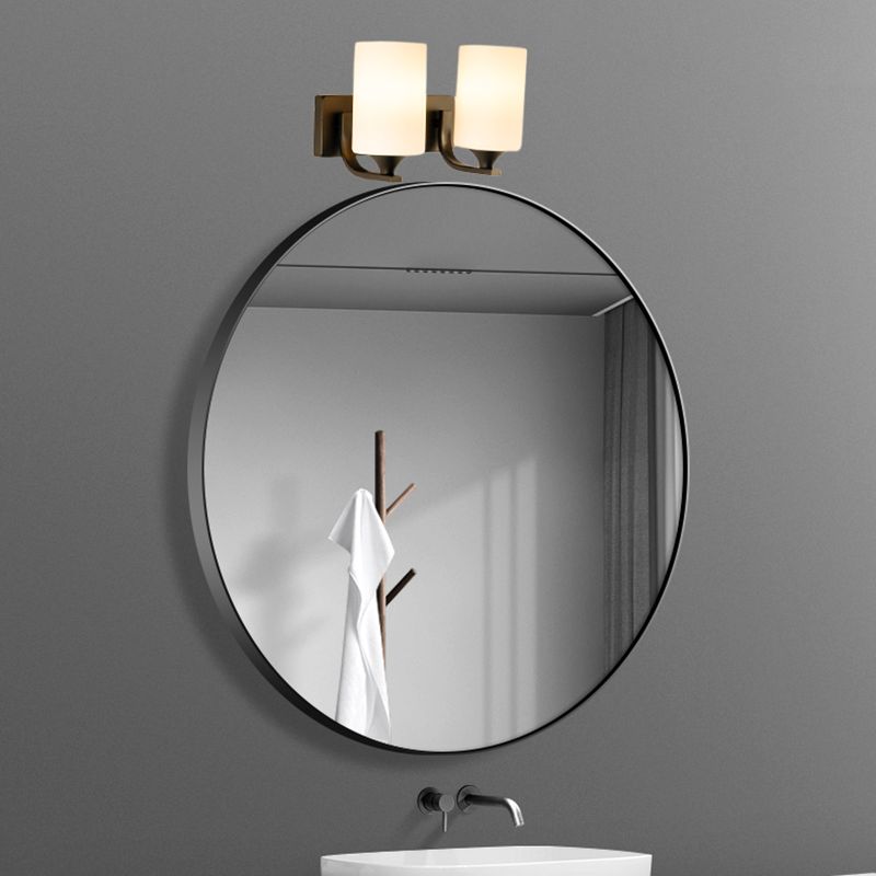 LED Enabled Cylindrical Metal And Glass Vanity Wall Light Black Chrome