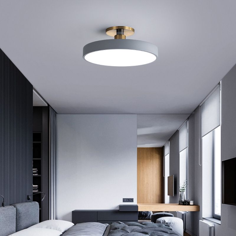 Black White Gold Dusty Blue Slim Round Flush Mount Ceiling Light
