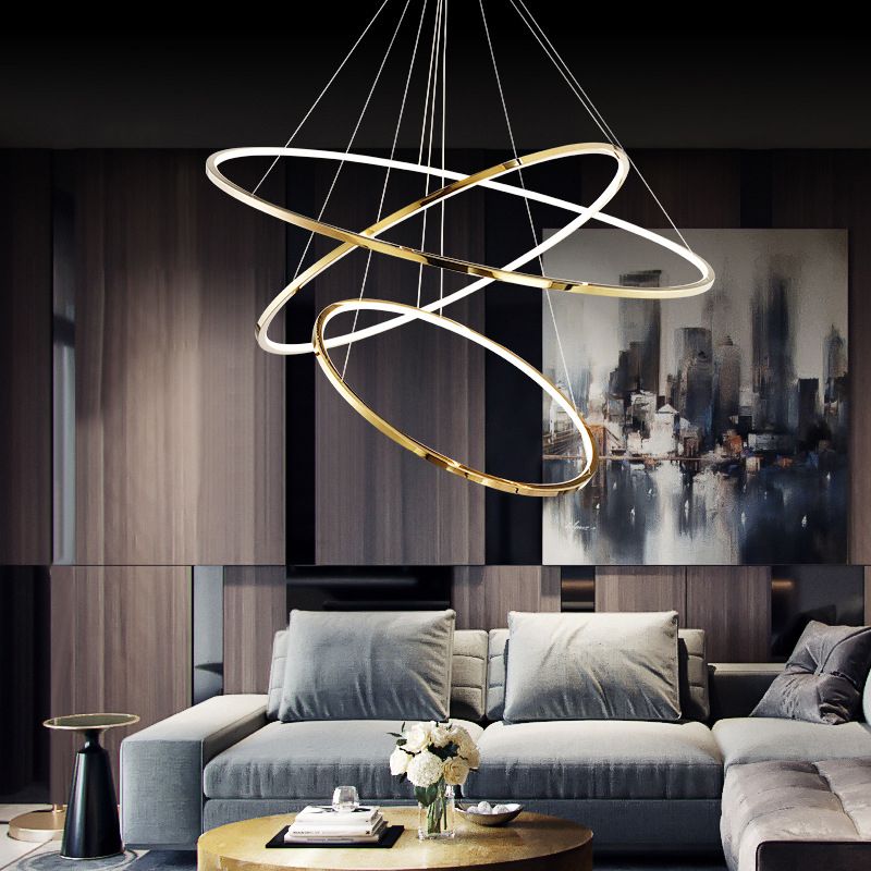 Pendant Light Minimalist Gold Ring For Living Room