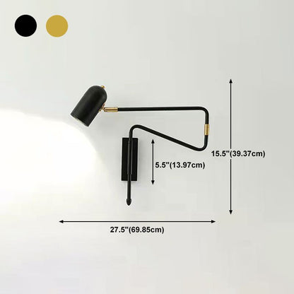Black And Gold Metal Finish Modern Adjustable Wall Light For Study