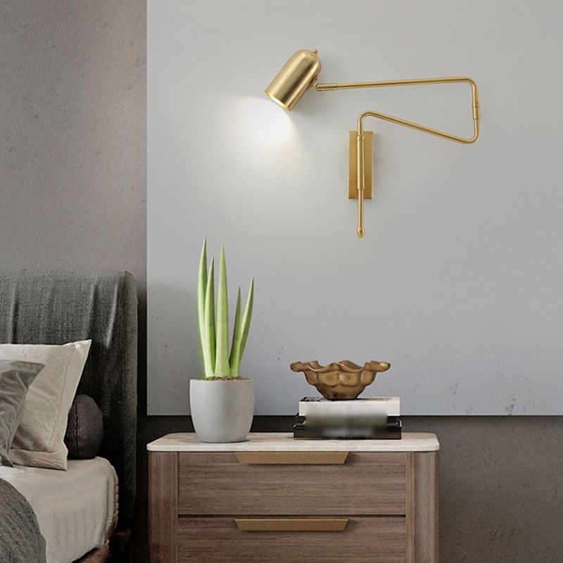 Black And Gold Metal Finish Modern Adjustable Wall Light For Study