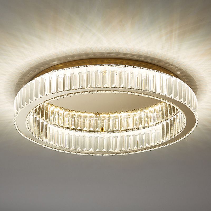Gold Flush Mount Ceiling Light Aurora Circular Crystal Art Deco