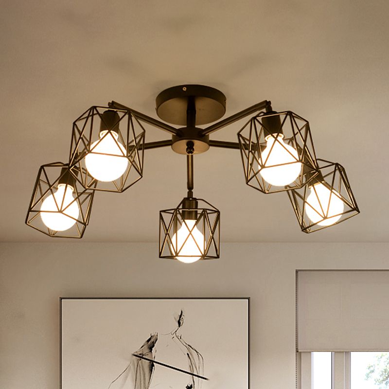 Ceiling Light Semi-Flush Black Onyx For Bedroom And Living Room
