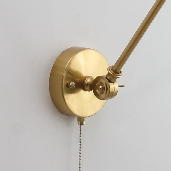 White Adjustable Metal Arm Drum Ceramic Wall Lamp
