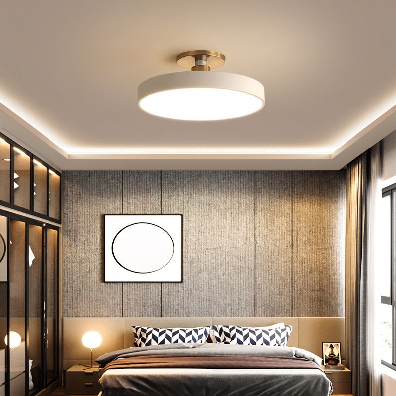 Black White Gold Dusty Blue Slim Round Flush Mount Ceiling Light