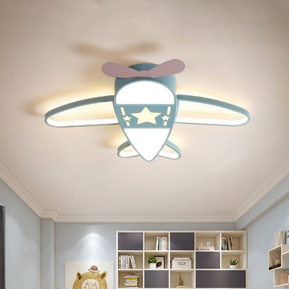 Metal And Acrylic Airplane Shaped Flush Mount Ceiling Light