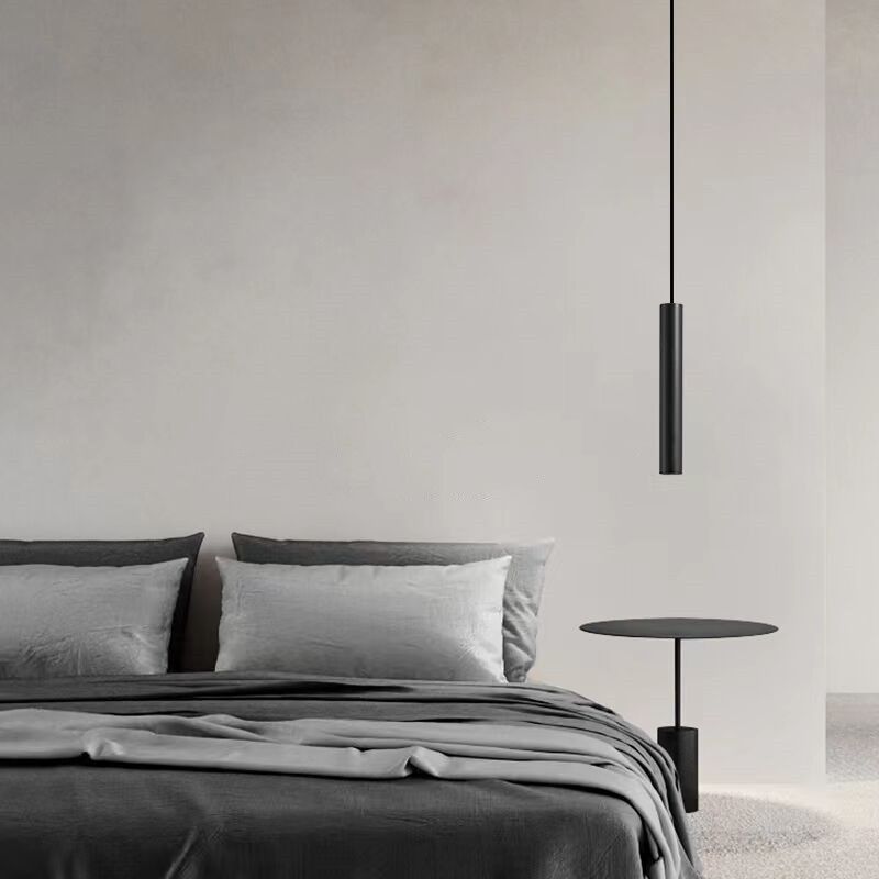 Modern Homes Sleek Black Cylinder Pendant Lamp