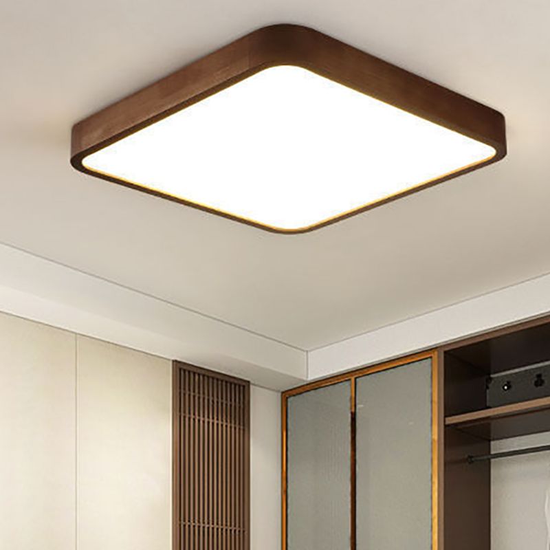 LED Flush Mount Geometric Modern Walnut Ceiling Light