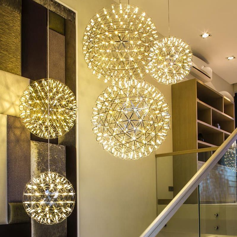 Pendant Light With Firework Shade And Art Deco Orbit For Ambient Glow