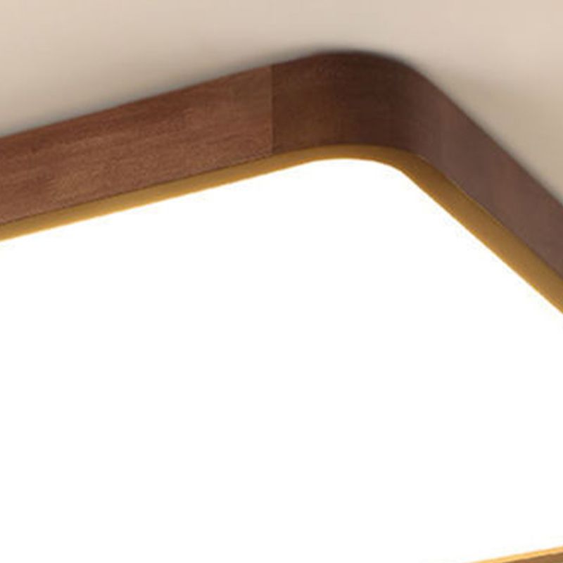 LED Flush Mount Geometric Modern Walnut Ceiling Light