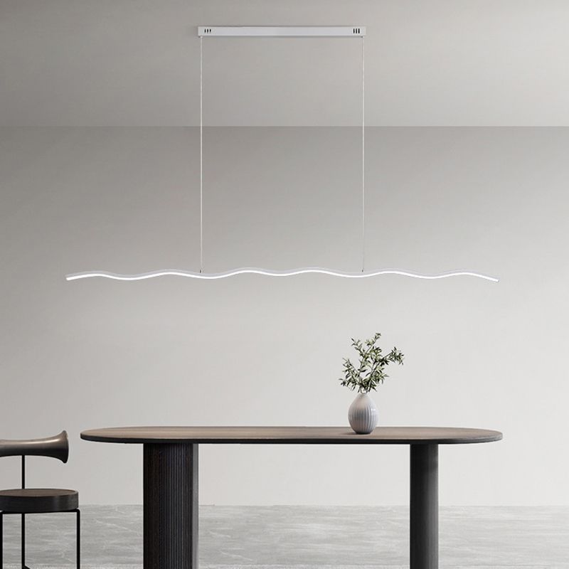 Modern Black And White Linear Wave Pendant Light
