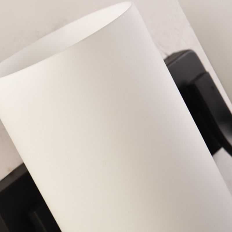 LED Enabled Cylindrical Metal And Glass Vanity Wall Light Black Chrome