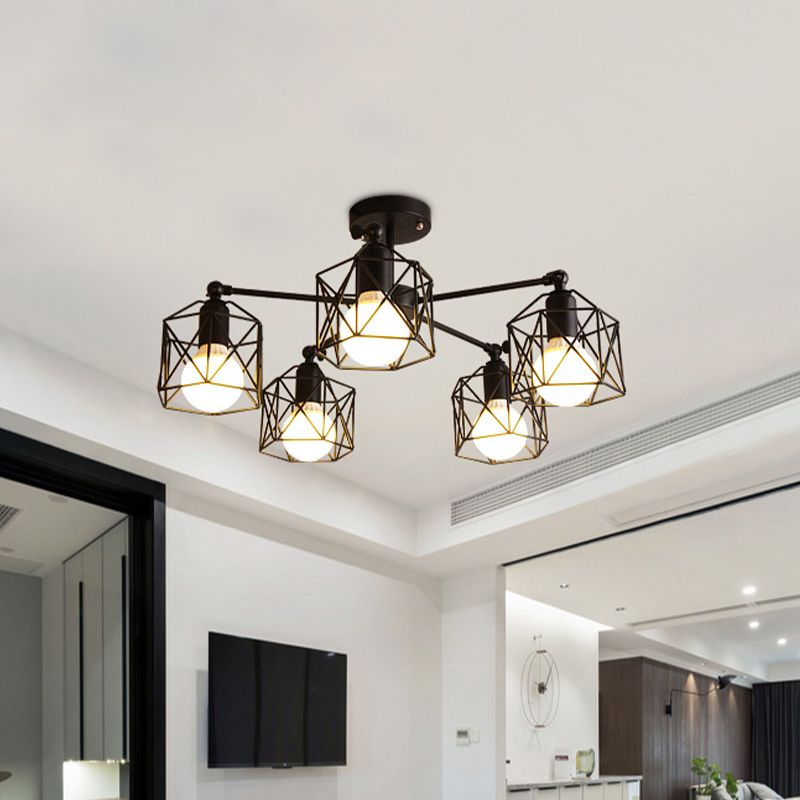 Ceiling Light Semi-Flush Black Onyx For Bedroom And Living Room