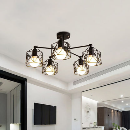 Ceiling Light Semi-Flush Black Onyx For Bedroom And Living Room