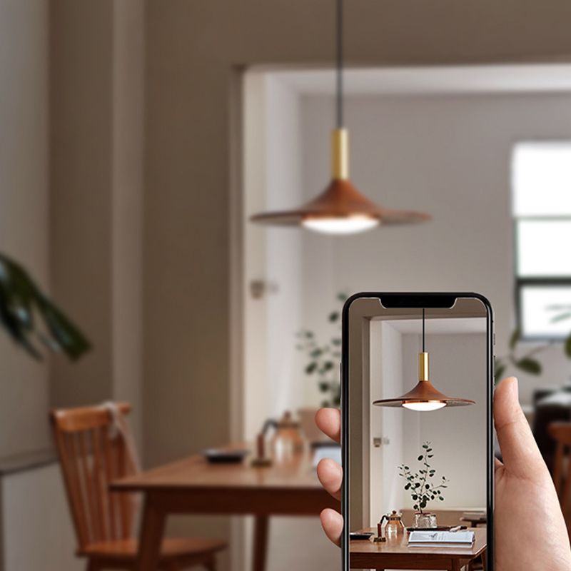 Natural Finish Wood Rustic Cap Pendant Light