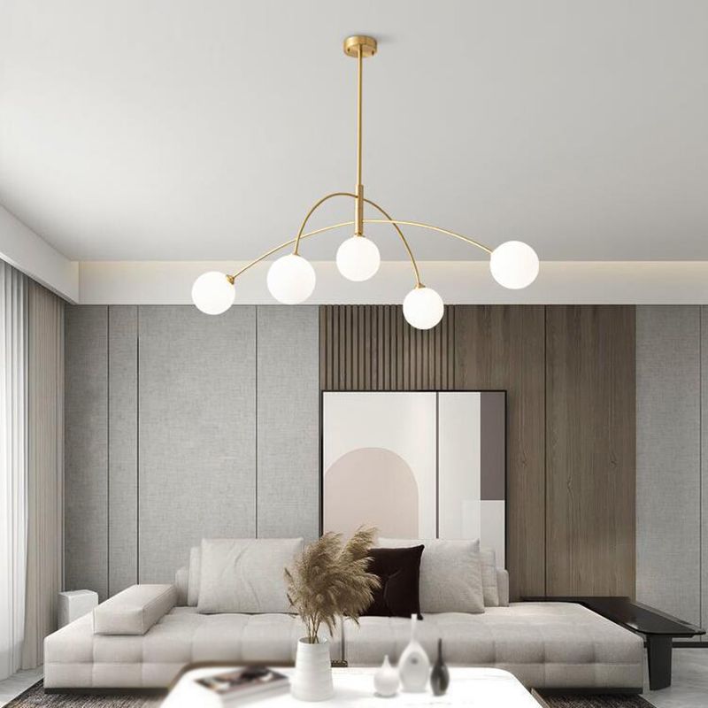 Metal And Glass Durable Globe Pendant Light