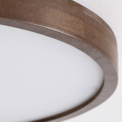LED Flush Mount Geometric Modern Walnut Ceiling Light