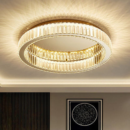 Gold Flush Mount Ceiling Light Aurora Circular Crystal Art Deco