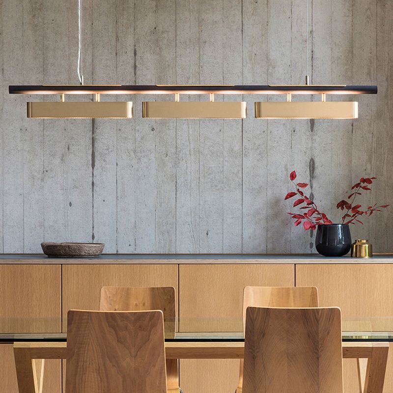 Black Brass Minimalist Rectangular Pendant Light
