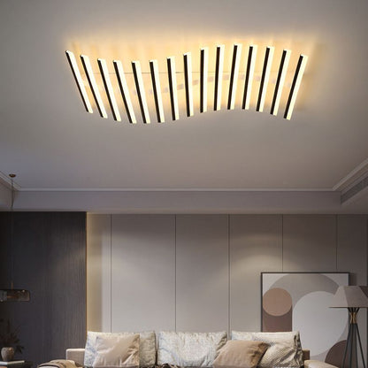 Black Modern Linear Wave Flush Mount Ceiling Light Arisha