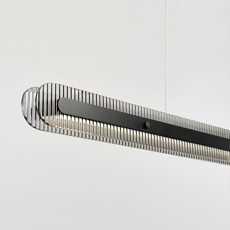 Minimalist Living Room Black Metal Linear Pendant Light