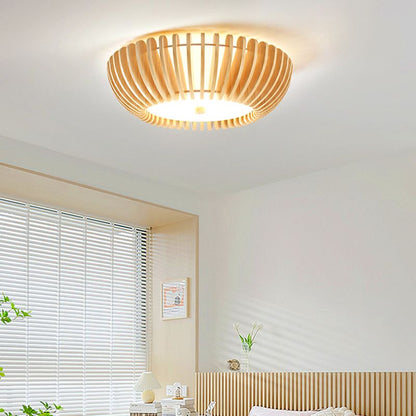 Round LED Ceiling Light in Aurora Wood and Acrylic
