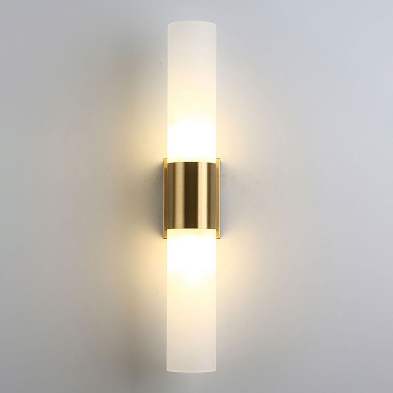 Black Gold Metal And Glass Double Headed Vanity Wall Lamp